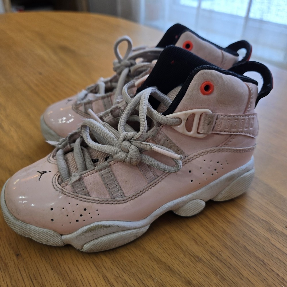 Nike Kids Air Jordan 6 Rings Light Pink White Lace-Up Sneaker Shoes Girl 11C - Picture 3 of 6